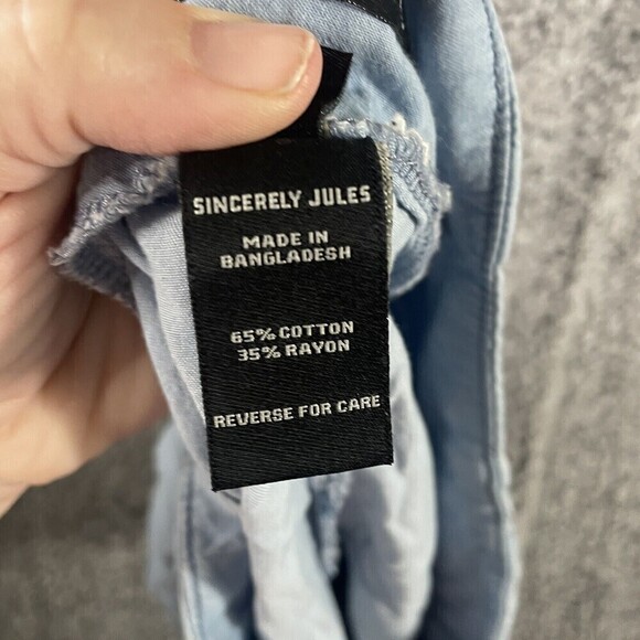 SINCERELY Jules High Waisted Belted Paperbag Chambray Blue Ruffled Shorts Sz Sm - Picture 7 of 9